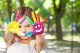 kid painted hands